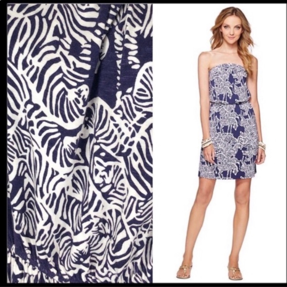 Lilly Pulitzer Strapless Dress Size M I Heard You Matyson Zebra Print